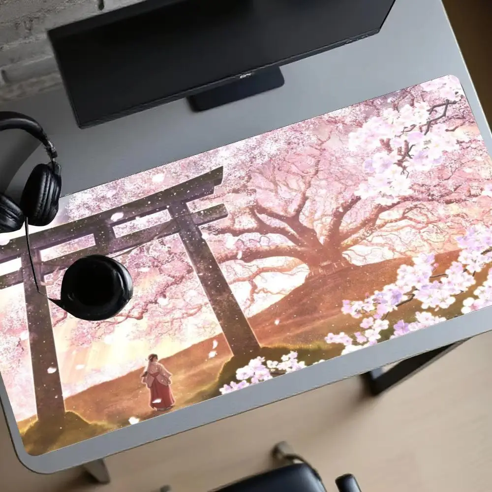 Sakura torii Gaming Mats Extended Pad Pc Accessories Mouse Pads Desk Interior Mousepad Gamer Setup Decoration Mouse Mat Playmat