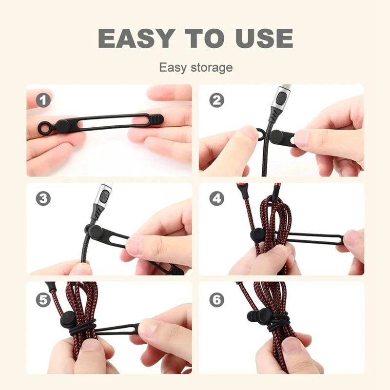 Data Cable Organizer, Upgrade Silicone Cable Ties Reusable Cable Management Organizer, Elastic Cord Organizer