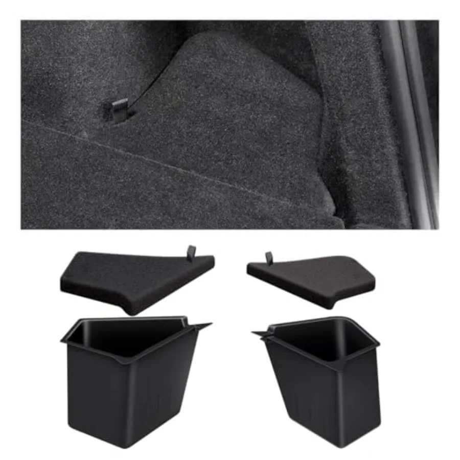 

New 2025 2026 Model Y Juniper Trunk Storage Bins 2 TPE waterproof side cargo storage boxes with anti slip strips