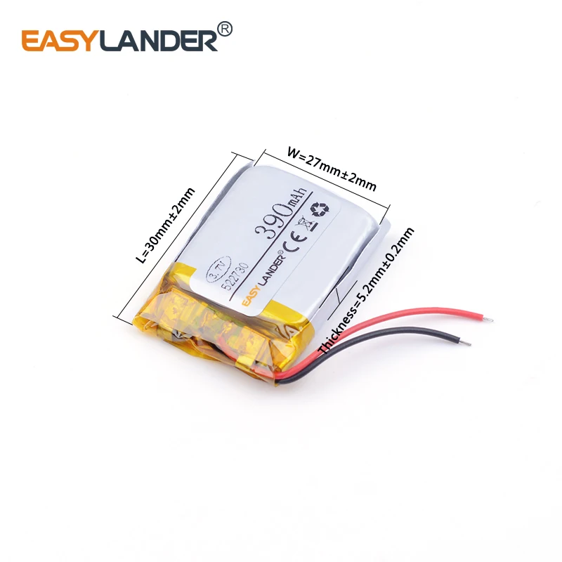 3,7 В 522730   Литий-ионный литий-полимерный аккумулятор емкостью 390 мАч для беспроводного телефона Bluetooth-гарнитуры