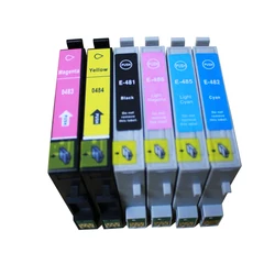 6 Pack T0487 Ink Cartridges for Compatible Epson T0481 T0482 T0483 T0484 T0485 T0486 Stylus R290 R200 R300 RX500 RX620 Printer