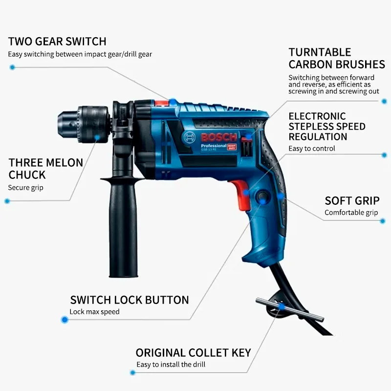 BOSCH GSB 13 RE Electric Impact Drill Portable Compact Powerful Woodworking Professional Power Tools