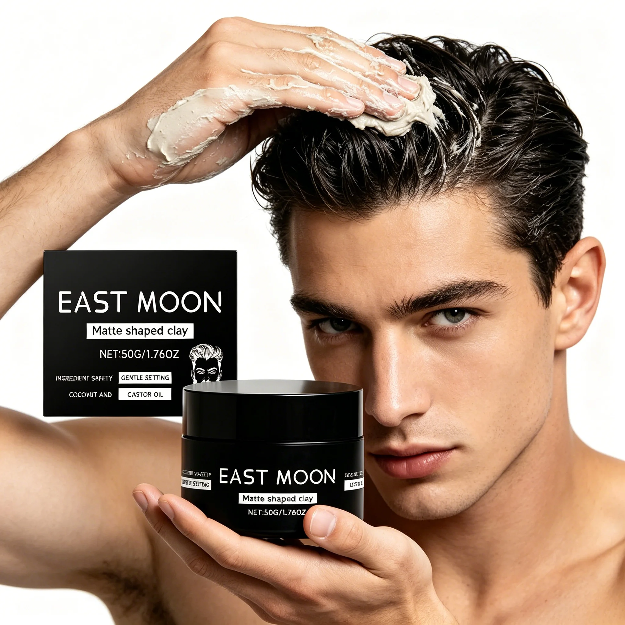Men Matte Hair Styling Clay, Oil-Free for Refreshing Hairstyle, Smooth, Non-Greasy, Non-Sticky and Easy to Manage All Day