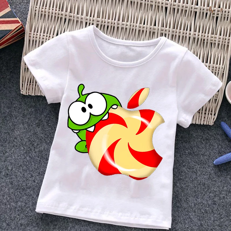 Om Nom Baby Girl Boy Cartoon Game Cut The Rope T-Shirt Children Funny Frog Short Sleeve Top Tees O Neck Kids Harajuku Tshirt top