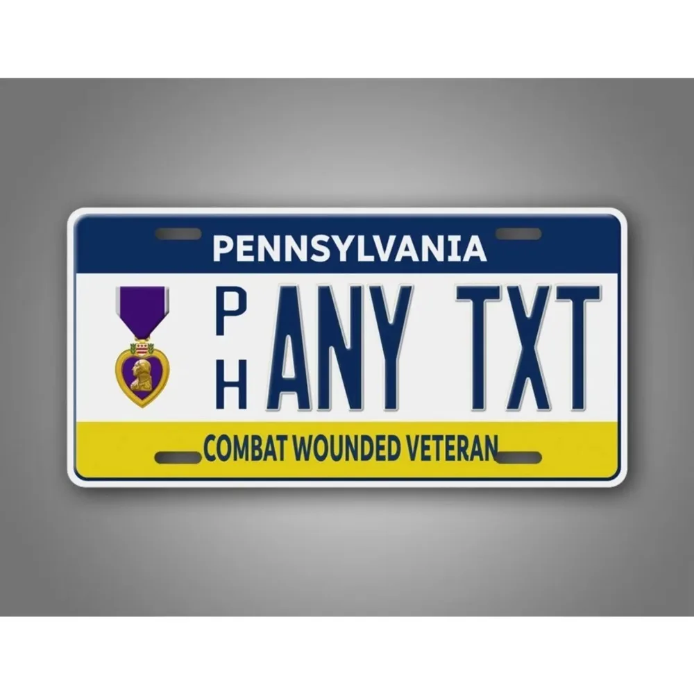 CIFbuy Custom Pennsylvania Purple Heart Veteran Metal Sign, Customizable Vintage Wall Decor Waterproof Home Bar Plaque