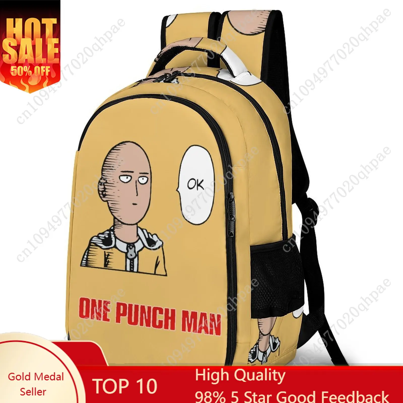 

One Punch Man Kids School Backpack for Boys Girls High Quality Travel Business Capacity Pocket Customizable Personalized Gift