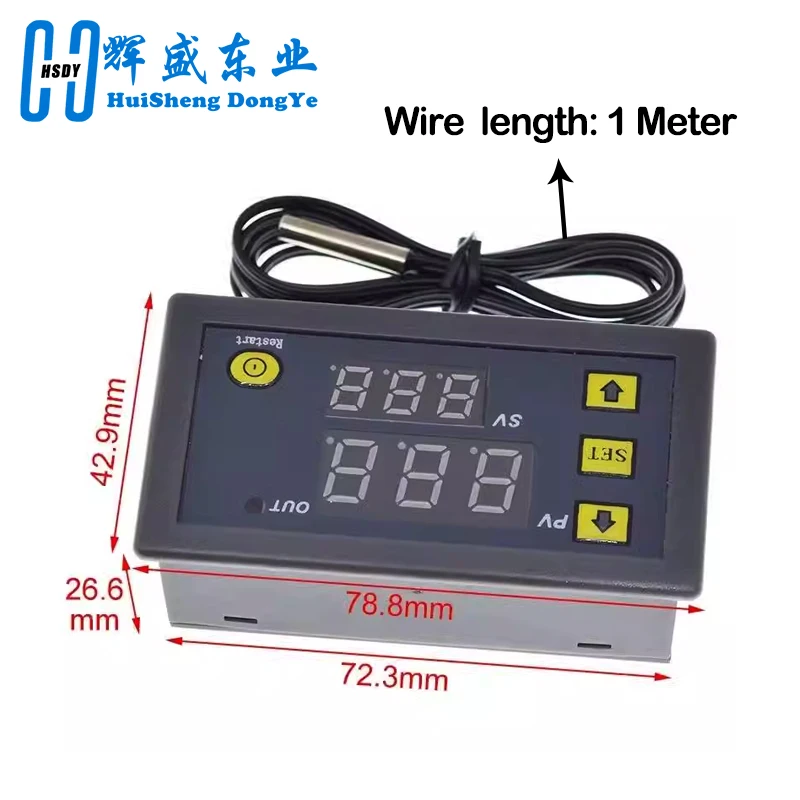 W3230 DC 12V 24V AC110-220V Probe Line Digital Temperature Control LED Thermostat Regulator Heat/Cooling Control Thermoregulator