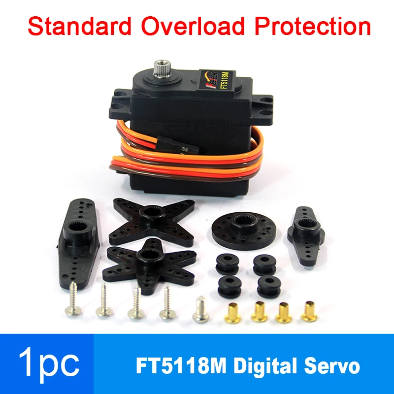 FT5118M Digitale servo 17 kg.cm 280 °   Stalen tandwiel 4-8,4 V kernmotor voor 1:8 1:10 RC auto's Robot vliegtuig boot overbelastingsbeveiliging