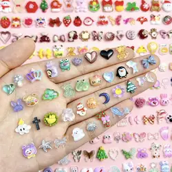 Cartoon Mixed Resin Bear Butterfly Animal Nail Art Decoration Transparent Bow Simulatied Fruit Nail Charms Accessories DIY