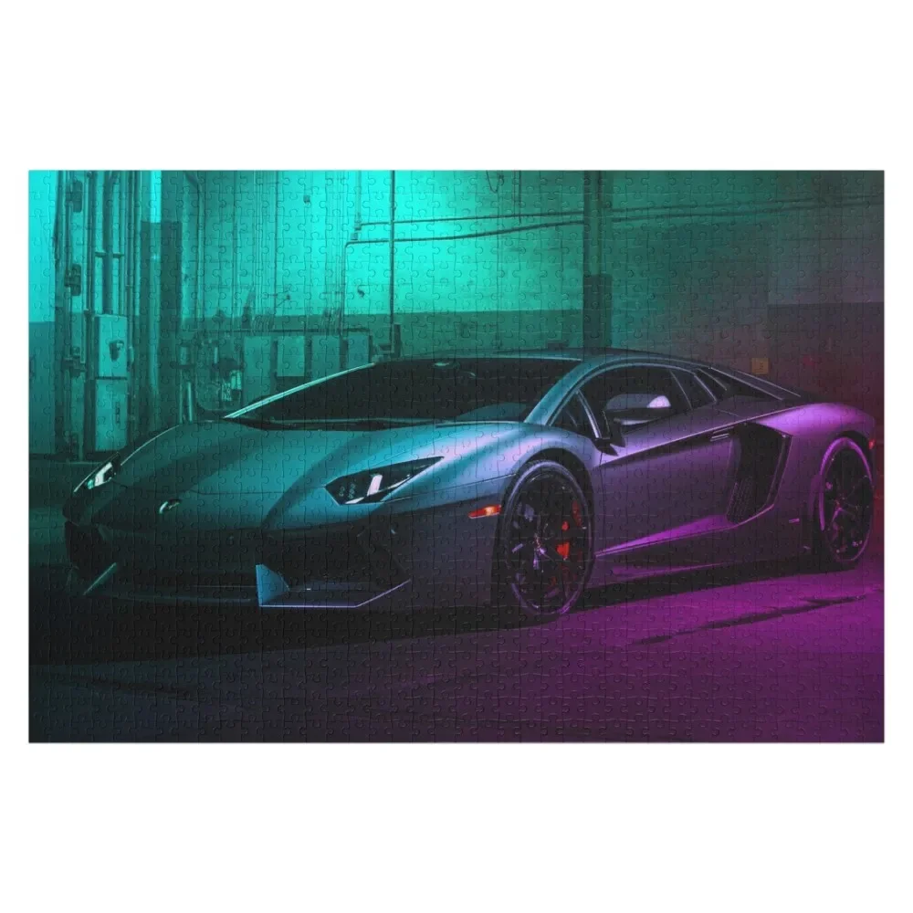 

Lambo Aventador Neon Jigsaw Puzzle Custom With Photo Personalized For Kids Wooden Compositions For Children Adult Wooden Puzzle