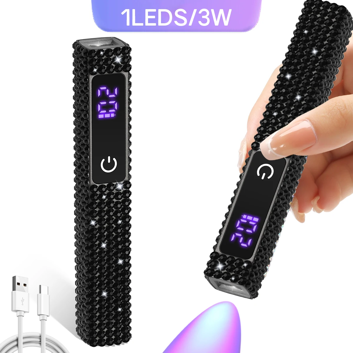 DianaBeauty Handheld UV LED Nail Lamp For Gel Polish Quick Dry Flashlight Pen Portable Nail Dryer Machine With Diamond Design