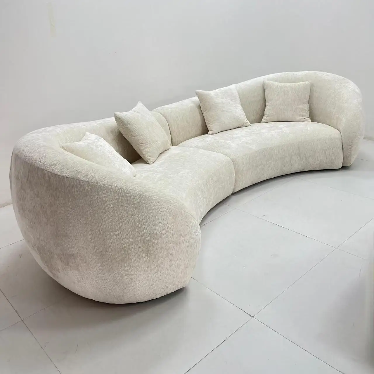 -For Modern Luxury Cream-Colored High-Quality Fabric Nordic Lambswool Curved Sofa Living Room Sectional Set*