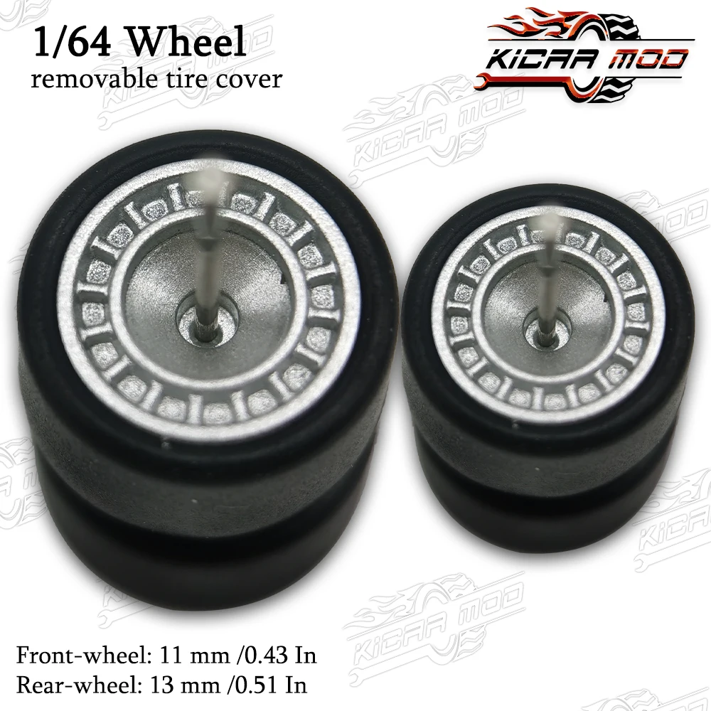 1/64 RLC Premium Wheels with Slick Tires for Hot Wheels RLC Muscle Car Closed Spoke Model Car Refitting Parts D:11mm+13mm (1Set)