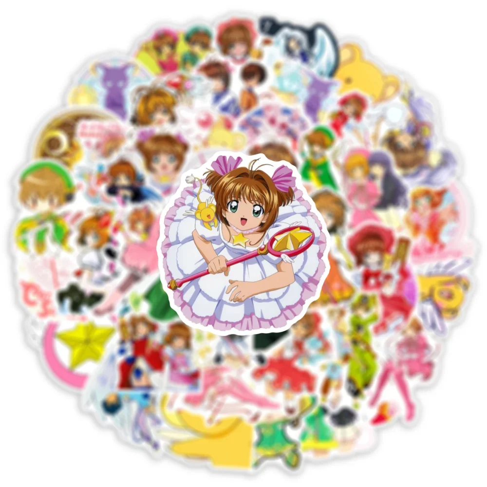 10/50Pcs Anime Card Captor Sakura Paper Sticker Stationery DIY Scrapbook Decor Graffiti Stickers for Laptop Skardboard Car Bike