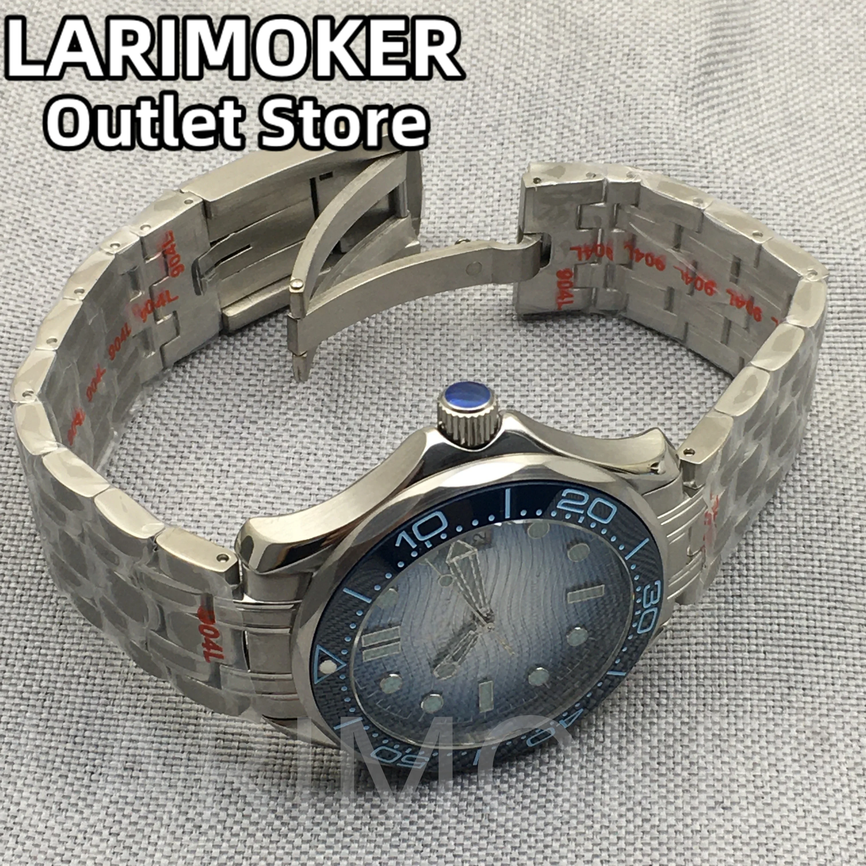 LARIMOKER 41mm Mechanical Men Watch Sapphire Glass Date Gradient  Blue Ceramic Bezel NH35 Stainless Steel 10ATM waterproof Watch