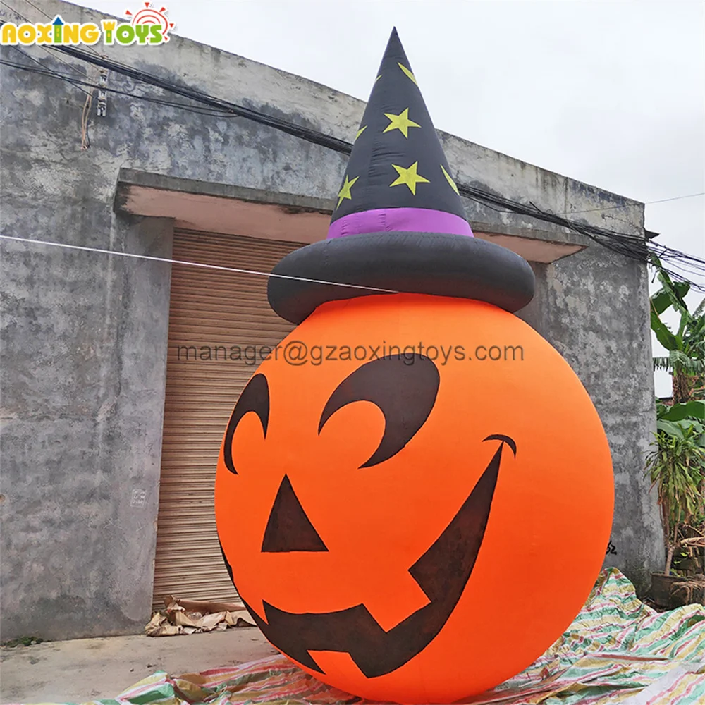 10/13/16FT Outdoor Large Halloween Advertising Decoration Inflatable Pumpkin With Hat Cartoon With Blower For Party Events