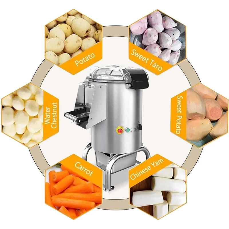 Pelapatate elettrico automatico commerciale ad alta potenza in acciaio inossidabile per carote, macchina per la pulizia, frutta e verdura