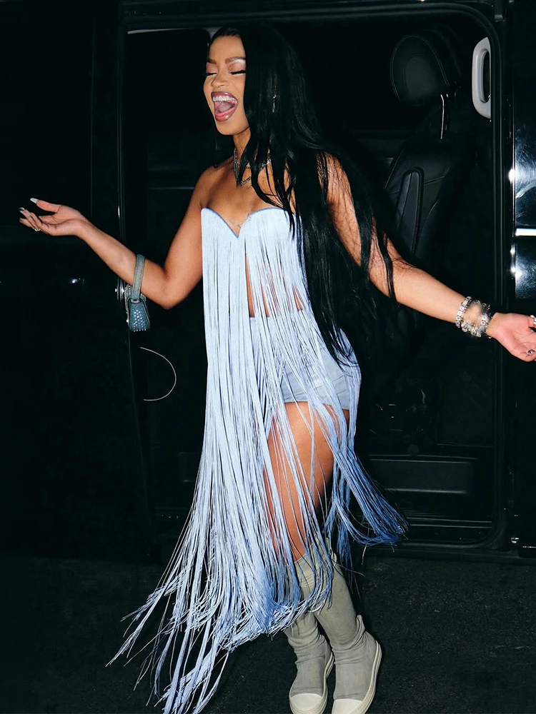 

Sisterlinda Sexy Chic Tassel Camisole Women Invisible Straps Summer Trend Hipster Fashion Beach Vacation Matching Club Tank Tops