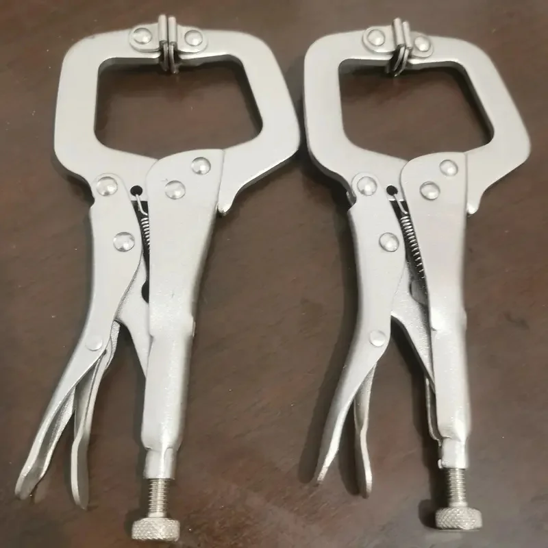 1/2pcs 6in Heavy-Duty Locking C-Clamp Pliers Adjustable Welding Clamp Clip and Regular Tips Woodworking Welding Fixing Hand Tool