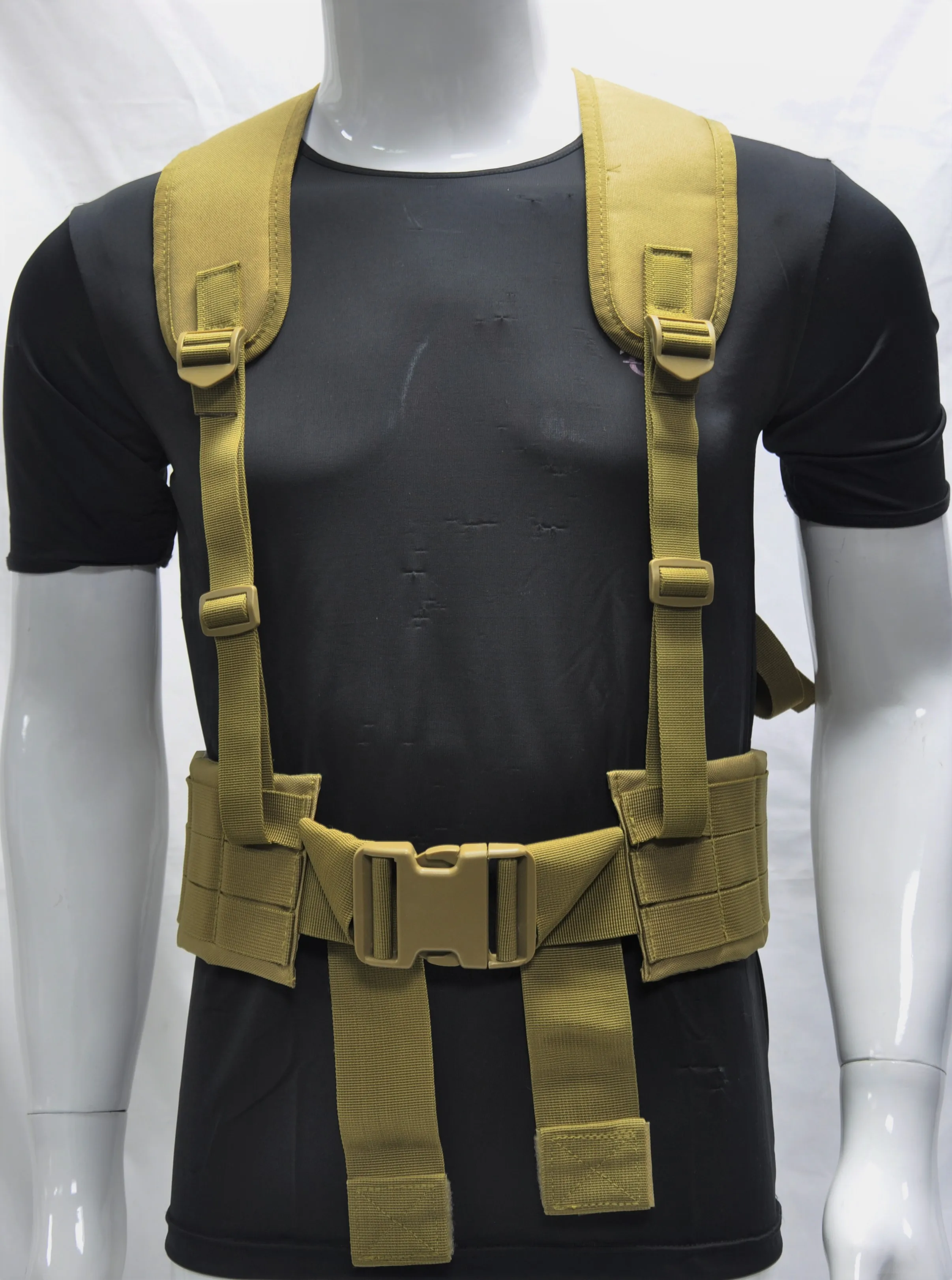 Adjustable Outdoor Hiking Camping Camouflage Tactical Vest Chest Rig Protective Vest Suspender H Type Molle Girdle  Belt