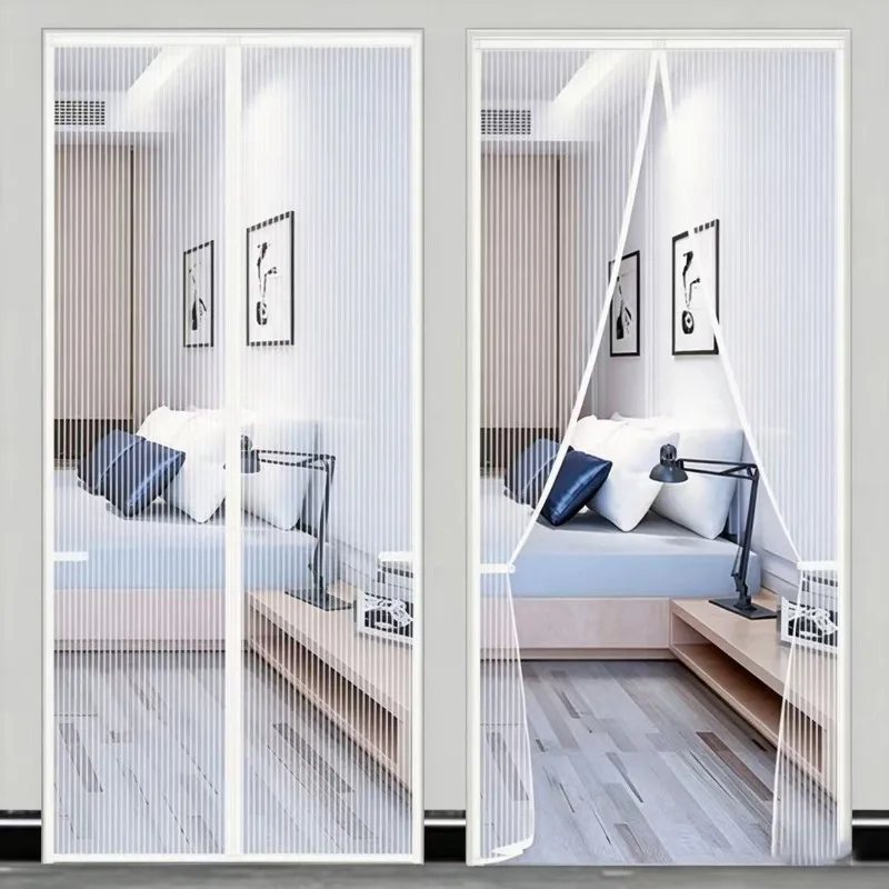 Full magnetic stripe mesh mosquito-proof door curtain,punch-free self-adhesive type,wear-resistant, easy to clean and ventilated