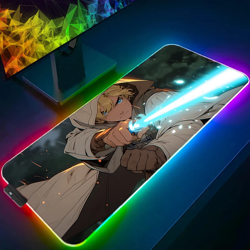 RGB LED ماوس الوسادة المطاطية الألعاب S-star W-wars اكسسوارات ألعاب خزانة السجاد مكتب الكمبيوتر حصيرة مكتبية لوحة المفاتيح