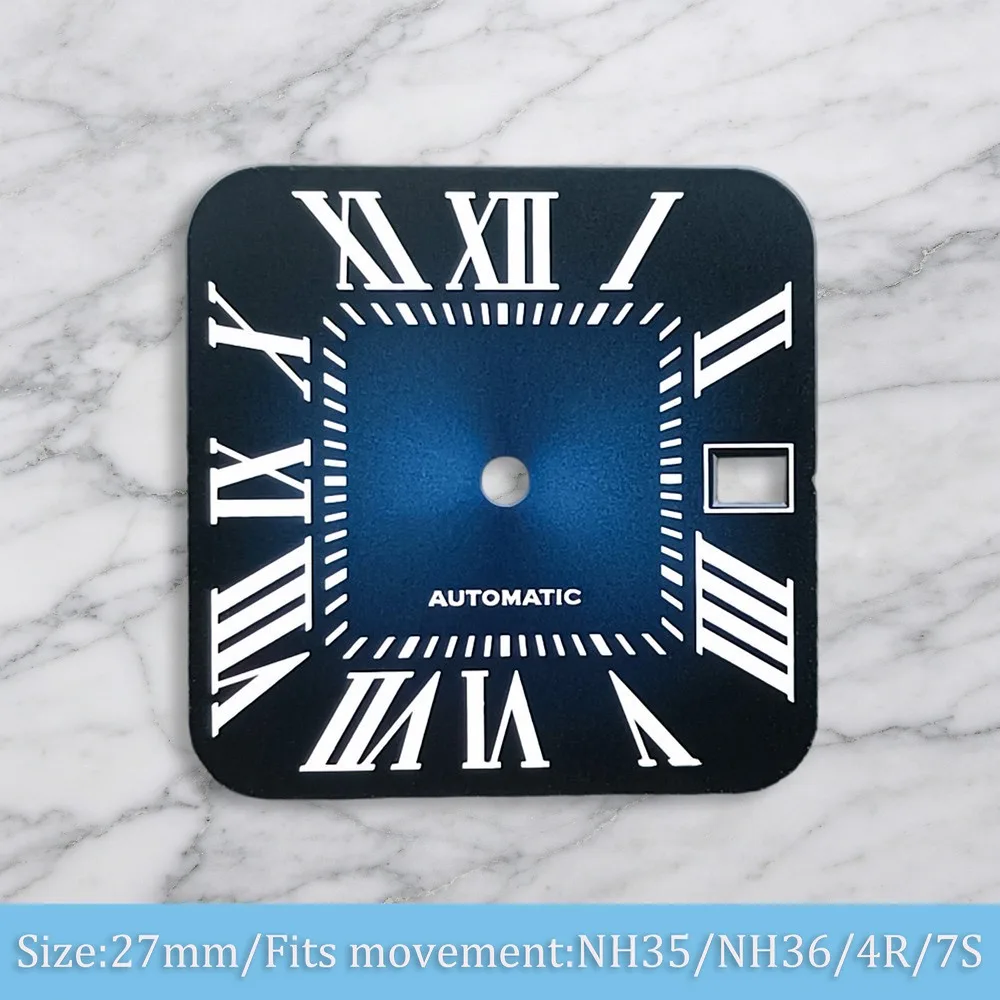 NH35 Dial 27mm Roman Dial Santos Dial  Square Dial fit NH35/NH36/4R/7S 6 o'clock Date movement Men's Watch accessories