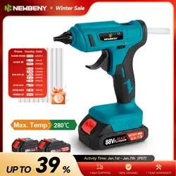 NEWBENY-Cordless Elétrica Hot Melt Glue Gun, 11 milímetros cola em bastão, Anti-Escalda Bico, Recarregável DIY Repair Tool para Makita 18V Bateria