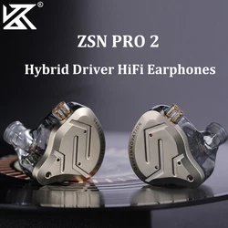 KZ ZSN Pro 2 1BA+1DD Hybrid Driver In Ear Earphone HIFI Bass Earbuds Metal Monitor Earphone Sport Headset Interchangeable earph