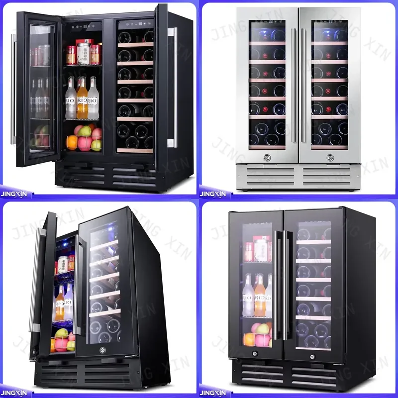 custom for Built in Stainless Steel Dual Zone 110L Red Wine Cooler Chiller Indoor Outdoor Kitchen Beverage Refrigerator