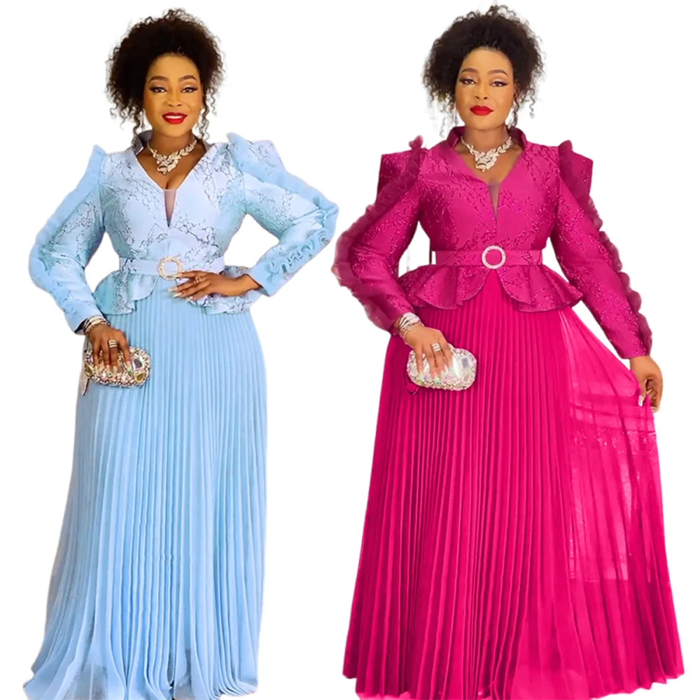 

Plus Size Evening Dresses for Women African Luxury Gown Elegant Muslim Wedding Party Long Dress Ankara Ladies Clothing 2025