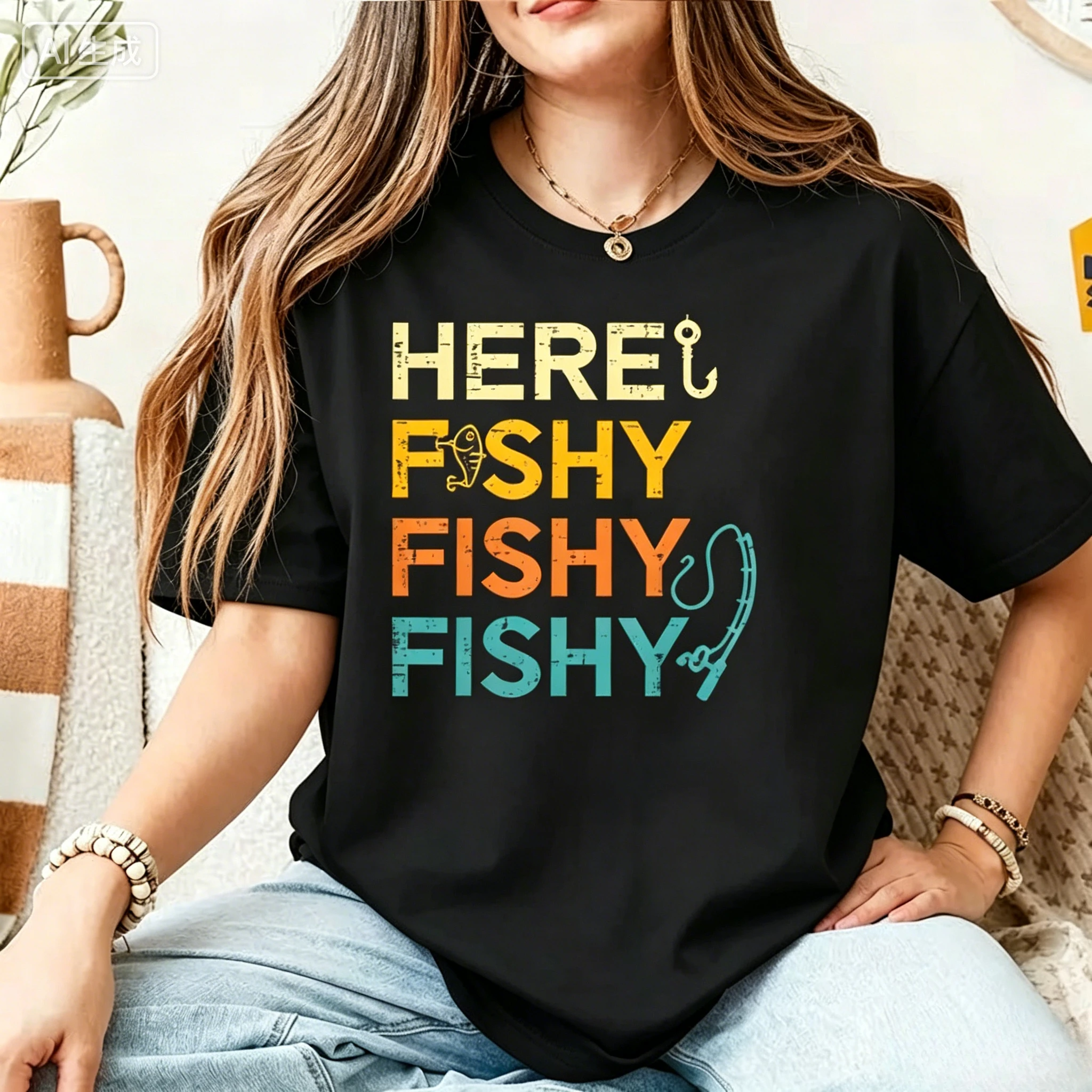 

Fun Cat Graphic T-shirts Humor Short Sleeve Tee Shirt for Men Women Vintage Fishing New Crew Neck T-shirts Funny Kitten Tshirt