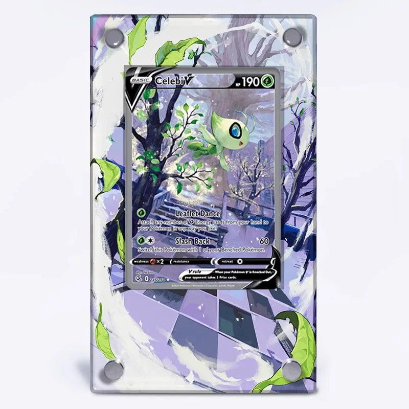 

Anime Peripheral Pokemon Collection Card Display Rack PTCG Celebi V Expansion Drawing Card Brick Photo Frame DIY Toy No Cards