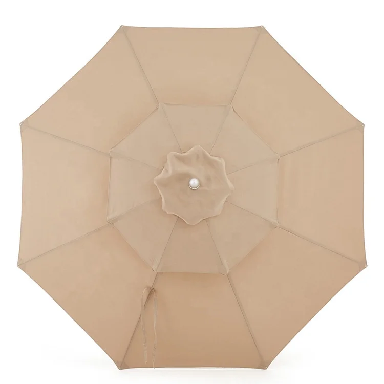 Diameter 2.7M 8 Ribs Luxury Aluminum Alloy Mid-Column Waterproof Granite Base Outdoor Sunshade Umbrella For Hotel Scenic Spot