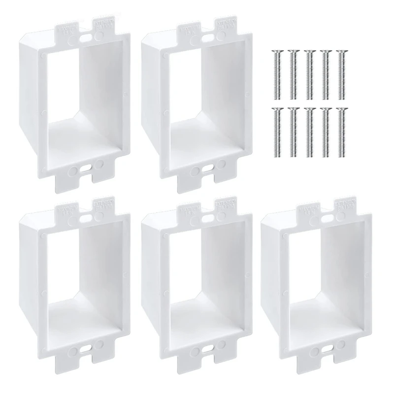 5PCS BE1-2 Electrical Outlet Box Extenders With 10PCS Screws, 1-Gang Box Extender Single Gang Box Extender