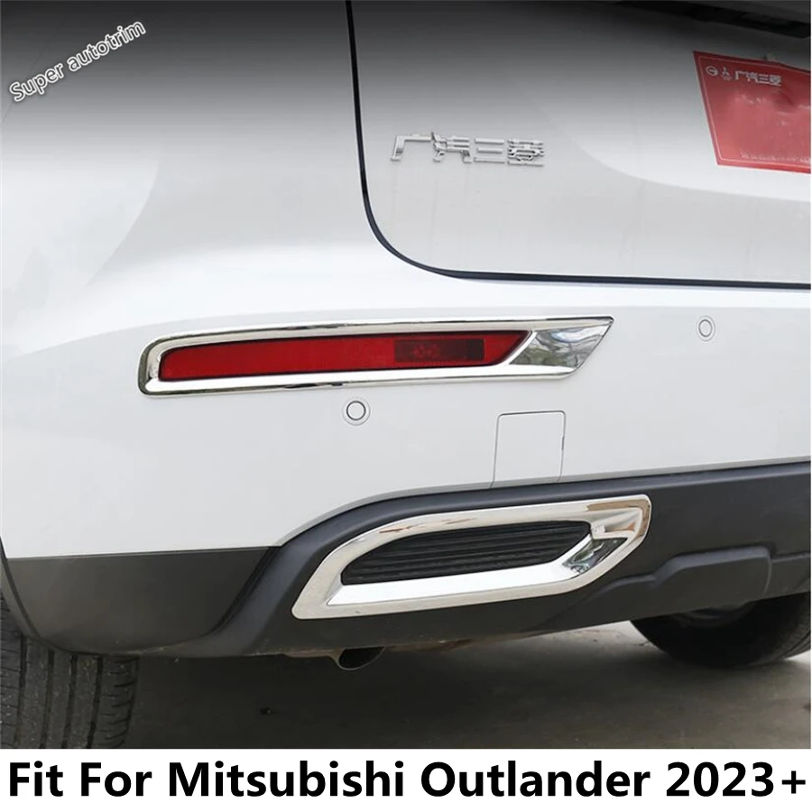 

For Mitsubishi Outlander 2023 2024 Car Rear Fog Lights Lamps Eyelid Eyebrow Frame Decoration Cover Trim ABS Chrome Accessories