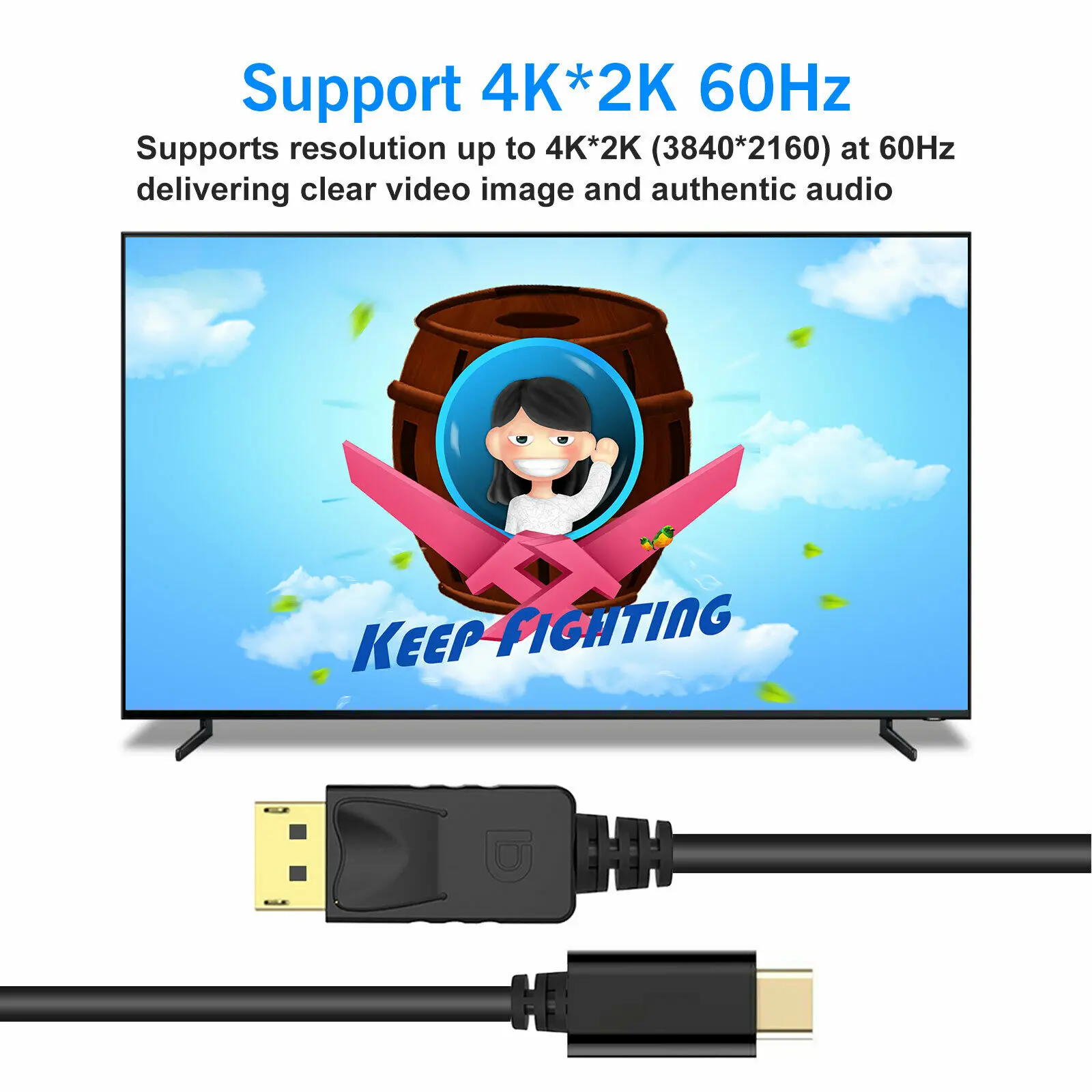USB-C to DisplayPort Cable 4K 60Hz Type-C Convert Standard DP For PC/TV 6ft/1.8m