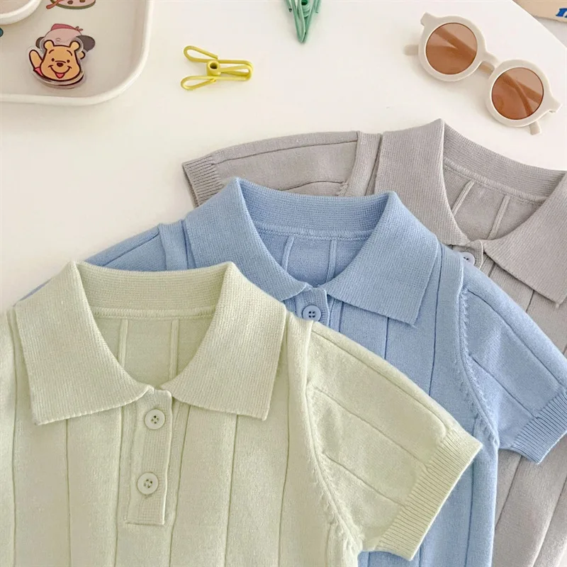 INS Infant Boys Polo Pullovers RAISE Summer Baby Turn Down Collar Thin Shirt 1-8Y Kid Girls Base Tops Elegant Short Sleeved Tops