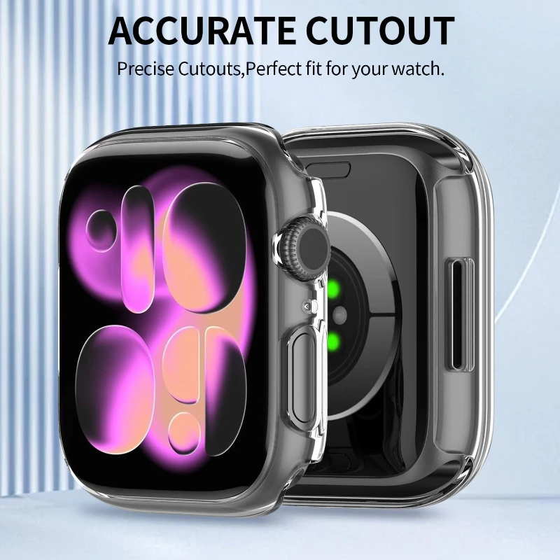 3pcs Glass+Case For Apple Watch 44mm 40-41-38-42mm 45mm 46mm Screen Protector Protective Cover Apple Watch 11 10 8 7 9 6 SE 5 4 image 4
