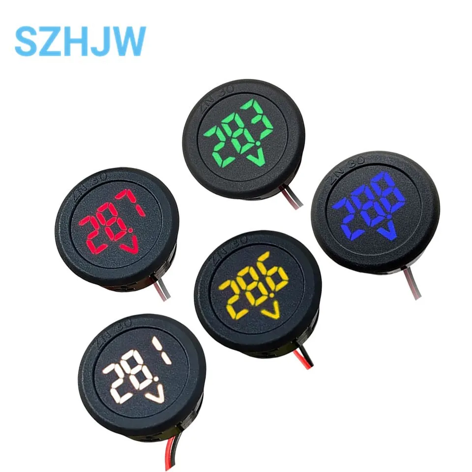 DC 4-100V LED Digital Display Circular Two-wire Voltmeter DC Digital Voltmeter Head Display Reverse Connection Protection Tools