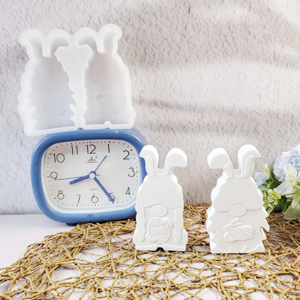 آذان كبيرة أرنب الحلي قالب من السيليكون بيض عيد الفصح الأرنب الراتنج قوالب 2 الأرانب رائحة الجص قالب DIY بها بنفسك مستلزمات صناعة الشموع #5