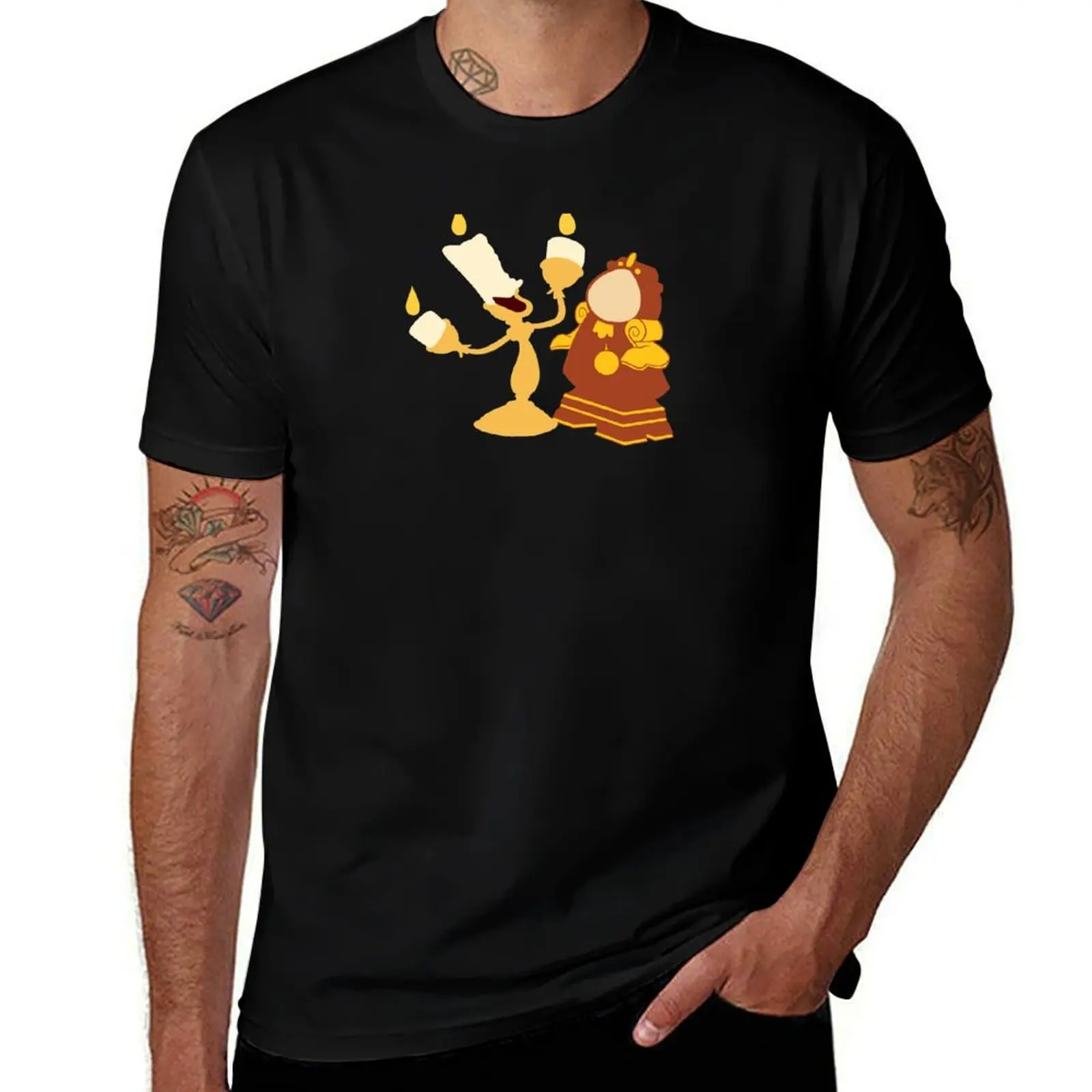 A talking clock and his singing candlestick T-Shirt Trendy Pattern for Men T-Shirt