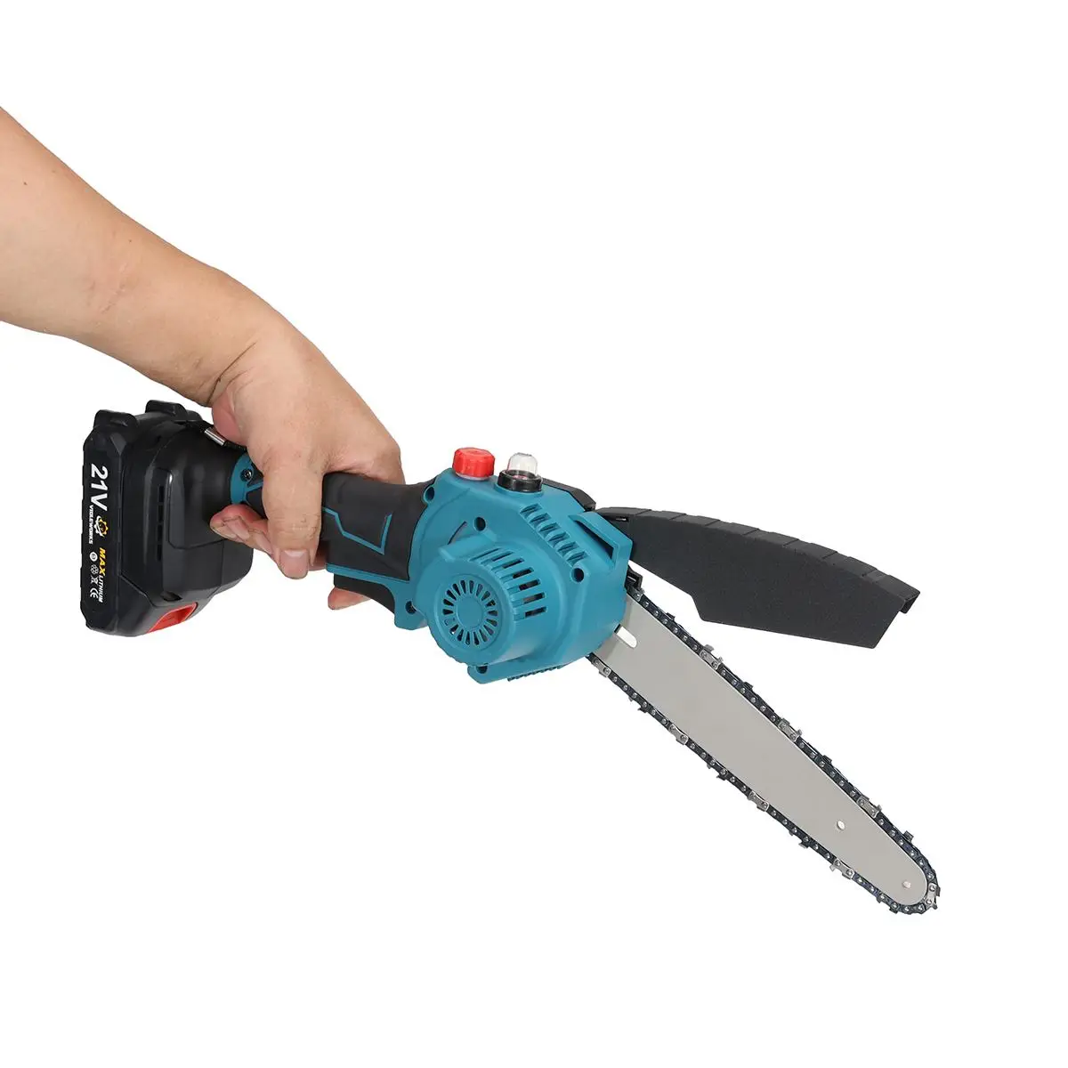 8 Inch Brushless Electric Chain Saw with Oil Pot 2 Chains Cordless Handheld Pruning Saw Tree Cutting Tool for Makita 18V Battery