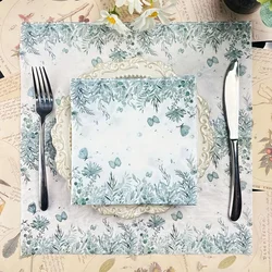 Printed Spiceless Safe Napkins Paper Green Fresh Table Mats Tissue Household Setting Party Decoration 2 Layer Paper Napkins