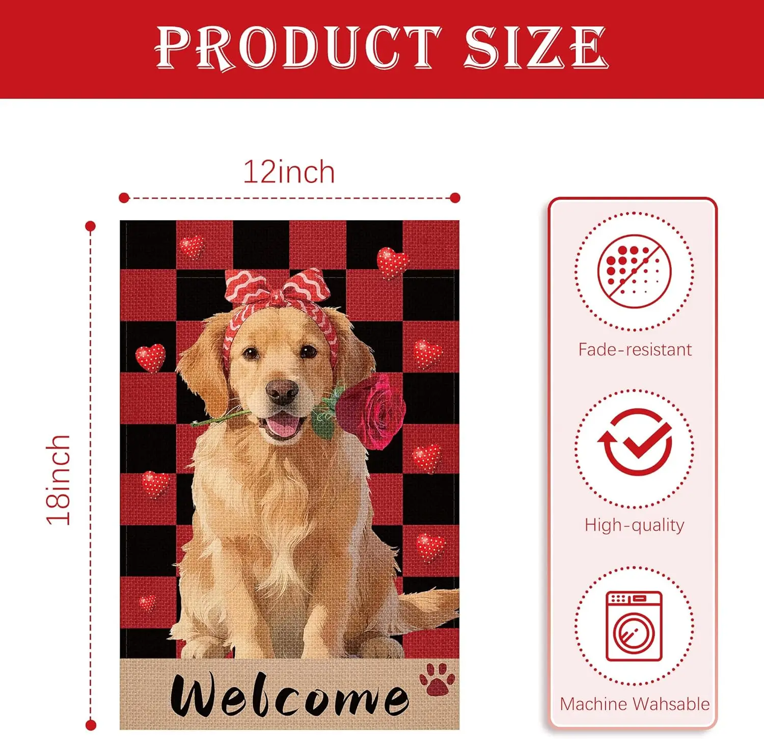 HOOSUN Valentine Garden Flag Double Sided 12 x 18 Inch,Valentines Day Decorations Outdoor,Small Garden Flag for Outside,Uniq EEZ