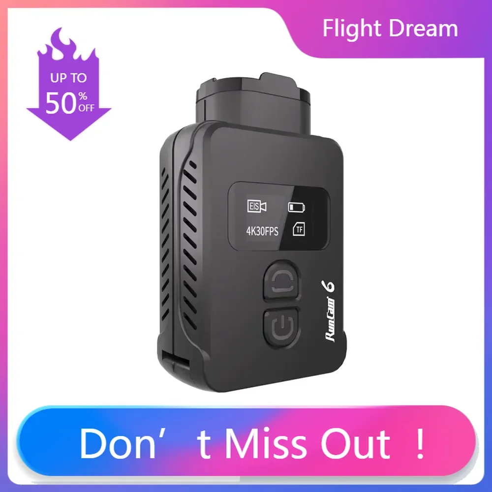 

NYRuncam 6 4K HD SOIY IMX377 30 кадров/с 1/2.3 дюйма 128*64 155 ° Комплект спортивной камеры FOV с Wi-Fi для FPV-дронов, самолетов и радиоуправляемых моделей