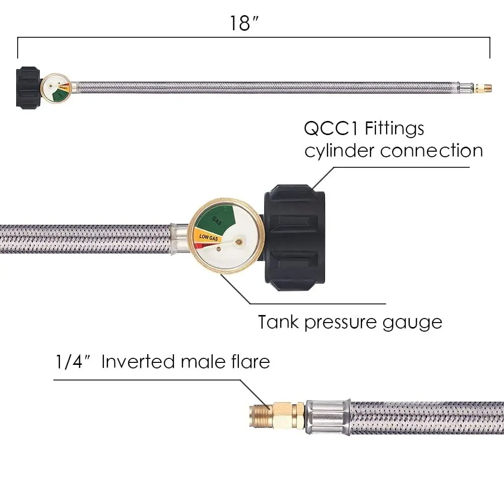 Doppelseitiger LP-Propan-Regler-Kit aus Edelstahl, sicherer, präziser Outdoor-Regler, Instrument, Hitzebeständigkeit