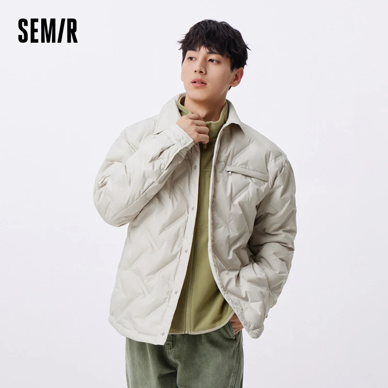 Semir Down Jacket Men Lightweight Short Jacket New Winter 2024 Simple Color Versatile Top Warm Down Jacket