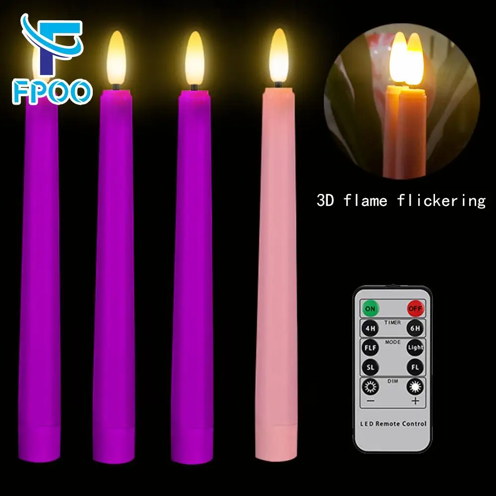 LED Candle With Flickering Flames Table Candle Timer Remote Battery Operated Pink Led Light Wedding Home Decorative Candle Light