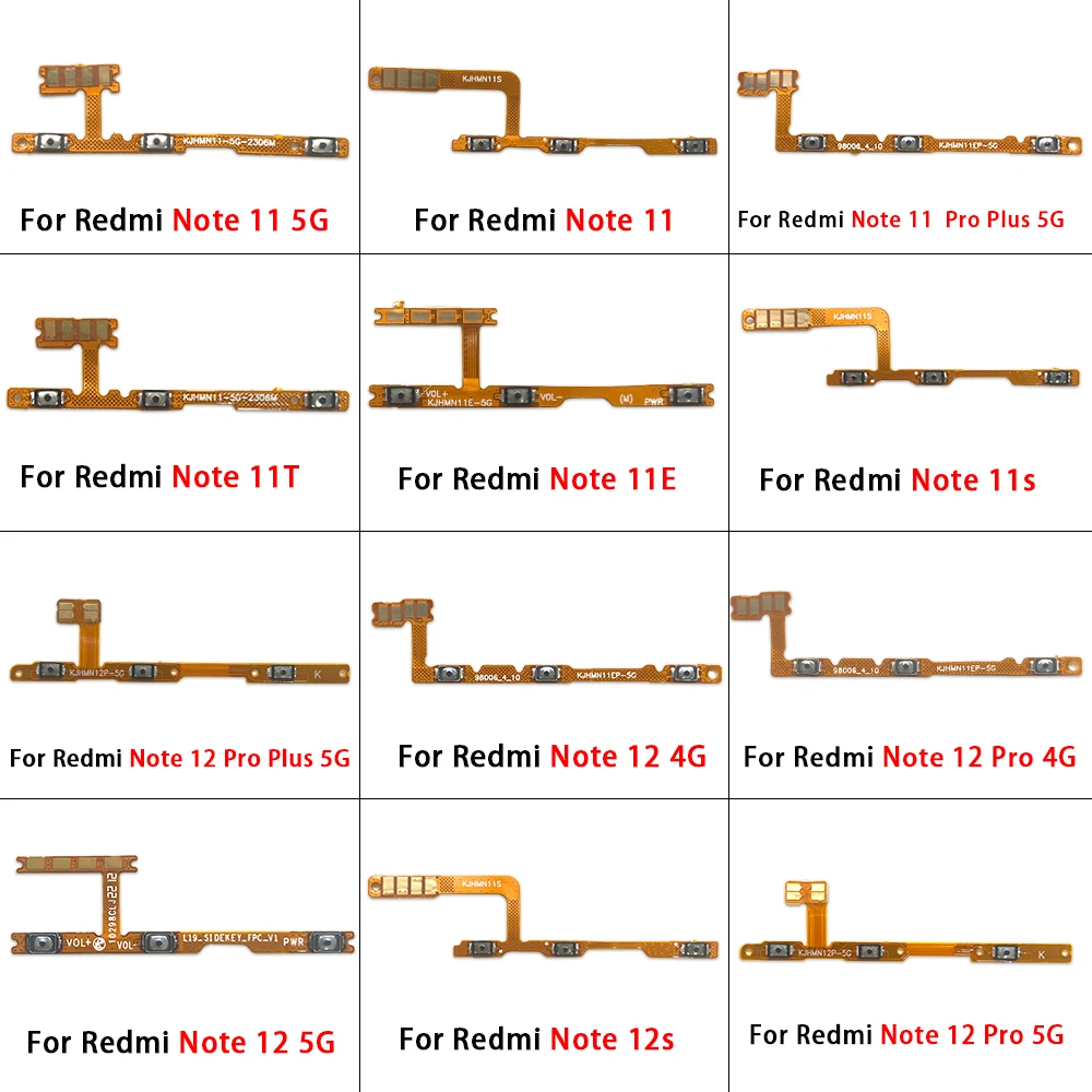 For Xiaomi Redmi Note 12S 11S 12 Pro Plus 5G 4G Power Volume Button Flex Cable Side Key Switch ON OFF Control Button Repair Part